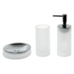 Bathroom Accessory Set, Gedy TI281-02, 3 Piece White Satin Glass Bathroom Accessory Set